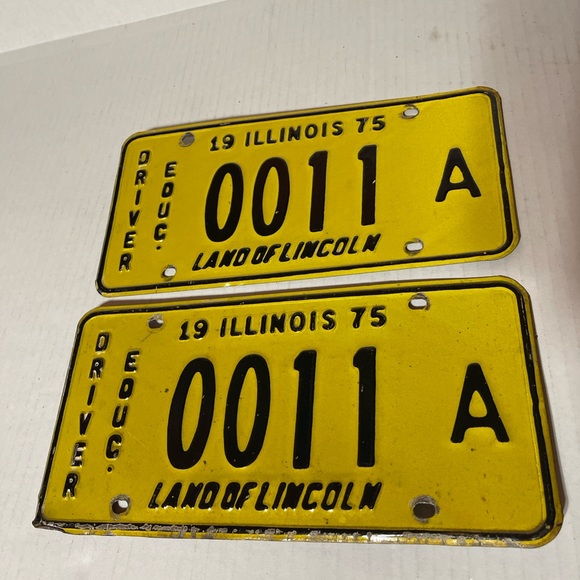 Driver Ed Illinois 1975 Pair Old License Plate Set Vintage Driver Educ 0011 A